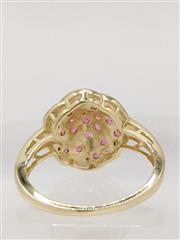 14k 3.8g Solid Yellow Gold Synthetic Spinel Swirl Bouquet Diamond Ring Size-7